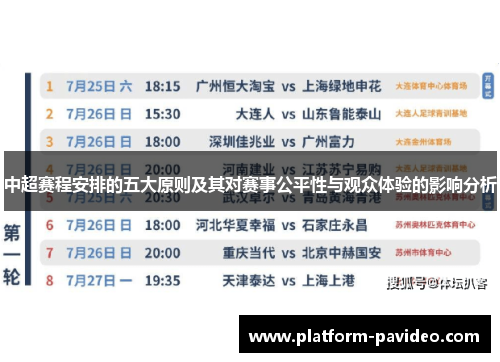中超赛程安排的五大原则及其对赛事公平性与观众体验的影响分析
