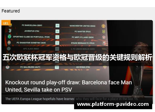 五次欧联杯冠军资格与欧冠晋级的关键规则解析